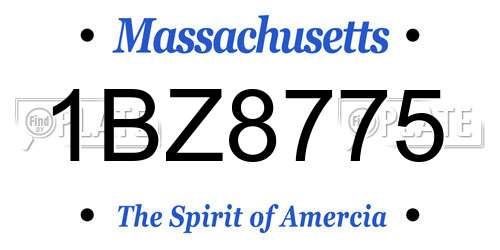 1BZ8775 Massachusetts License Plate