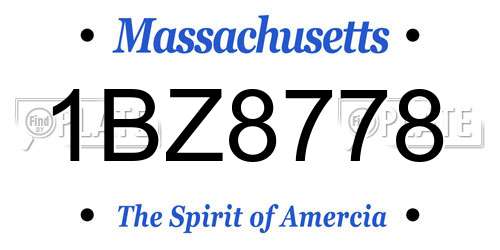 1BZ8778 Massachusetts License Plate