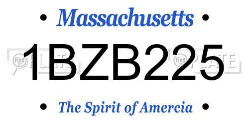 1BZB225 Massachusetts License Plate