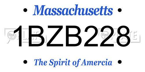 1BZB228 Massachusetts License Plate