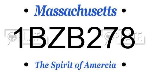 1BZB278 Massachusetts License Plate