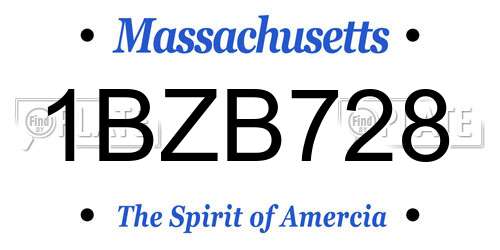 1BZB728 Massachusetts License Plate