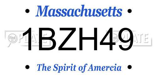 1BZH49 Massachusetts License Plate