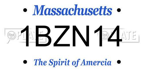 1BZN14 Massachusetts License Plate