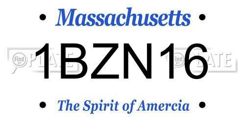 1BZN16 Massachusetts License Plate