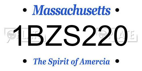 1BZS220 Massachusetts License Plate