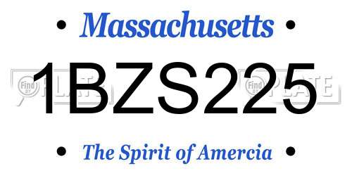 1BZS225 Massachusetts License Plate