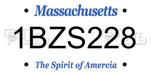 1BZS228 Massachusetts License Plate