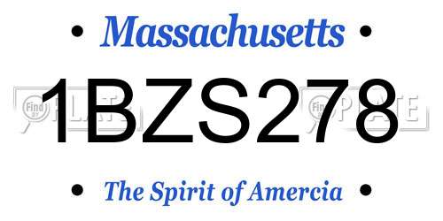 1BZS278 Massachusetts License Plate