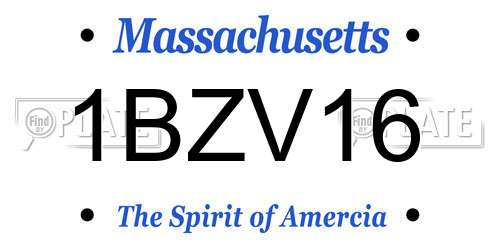 1BZV16 Massachusetts License Plate
