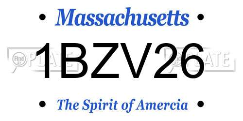 1BZV26 Massachusetts License Plate