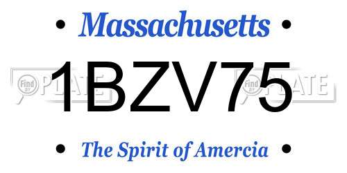 1BZV75 Massachusetts License Plate