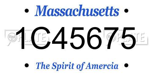 1C45675 Massachusetts License Plate