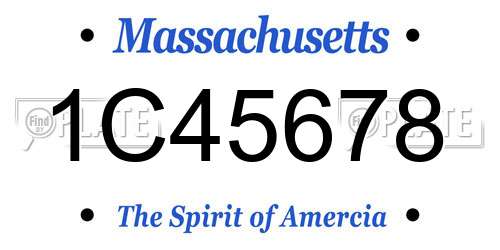1C45678 Massachusetts License Plate