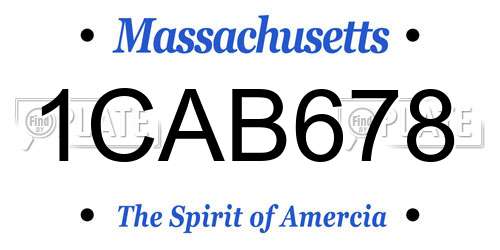 1CAB678 Massachusetts License Plate