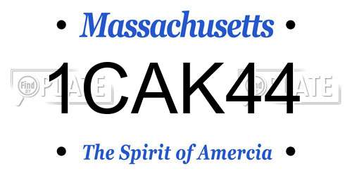 1CAK44 Massachusetts License Plate