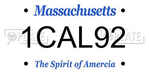 1CAL92 Massachusetts License Plate