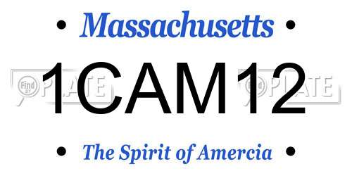 1CAM12 Massachusetts License Plate