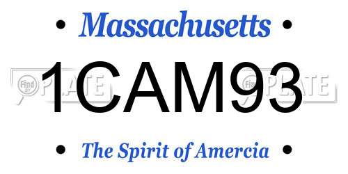 1CAM93 Massachusetts License Plate