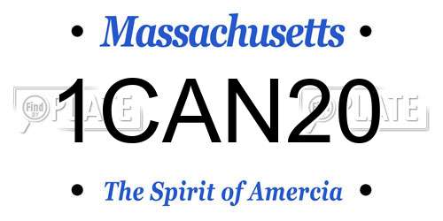 1CAN20 Massachusetts License Plate