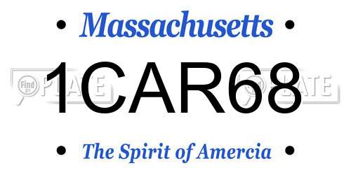 1CAR68 Massachusetts License Plate
