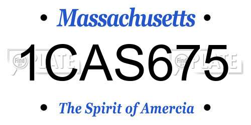 1CAS675 Massachusetts License Plate