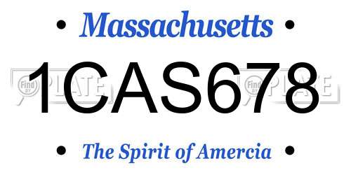 1CAS678 Massachusetts License Plate