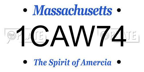 1CAW74 Massachusetts License Plate