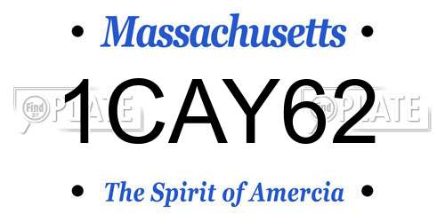 1CAY62 Massachusetts License Plate