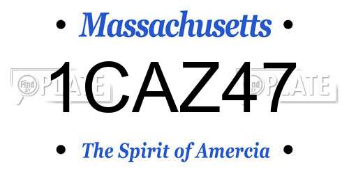 1CAZ47 Massachusetts License Plate
