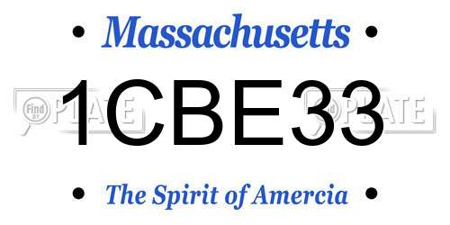 1CBE33 Massachusetts License Plate