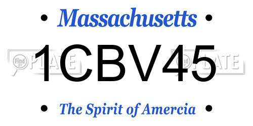1CBV45 Massachusetts License Plate