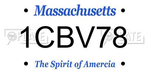 1CBV78 Massachusetts License Plate