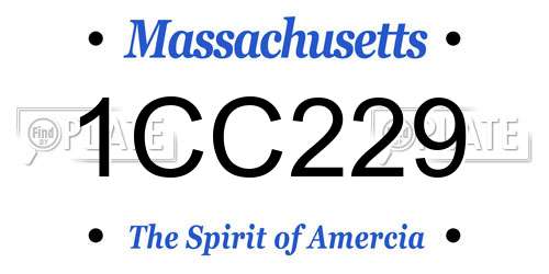1CC229 Massachusetts License Plate