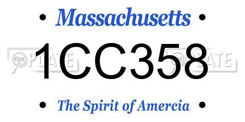 1CC358 Massachusetts License Plate