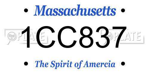 1CC837 Massachusetts License Plate
