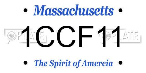 1CCF11 Massachusetts License Plate