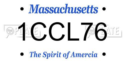 1CCL76 Massachusetts License Plate