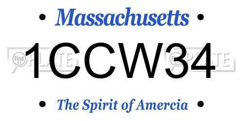 1CCW34 Massachusetts License Plate