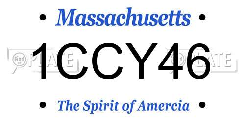 1CCY46 Massachusetts License Plate