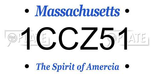 1CCZ51 Massachusetts License Plate