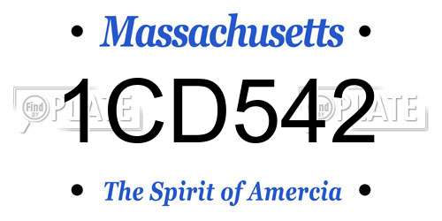 1CD542 Massachusetts License Plate