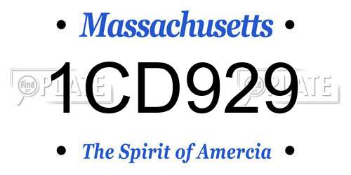 1CD929 Massachusetts License Plate