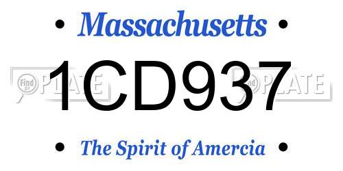 1CD937 Massachusetts License Plate