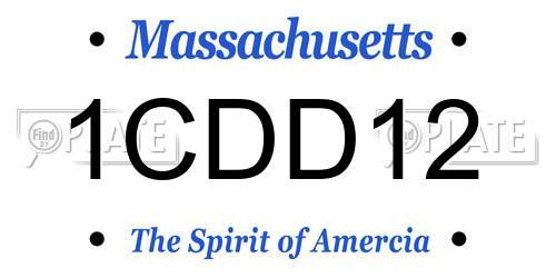 1CDD12 Massachusetts License Plate
