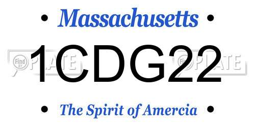 1CDG22 Massachusetts License Plate