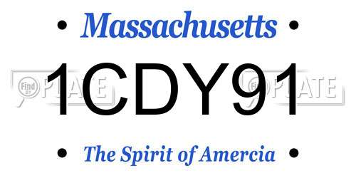 1CDY91 Massachusetts License Plate