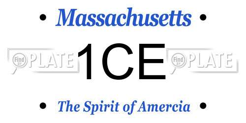 1CE Massachusetts License Plate