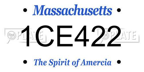 1CE422 Massachusetts License Plate
