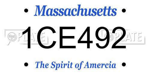 1CE492 Massachusetts License Plate
